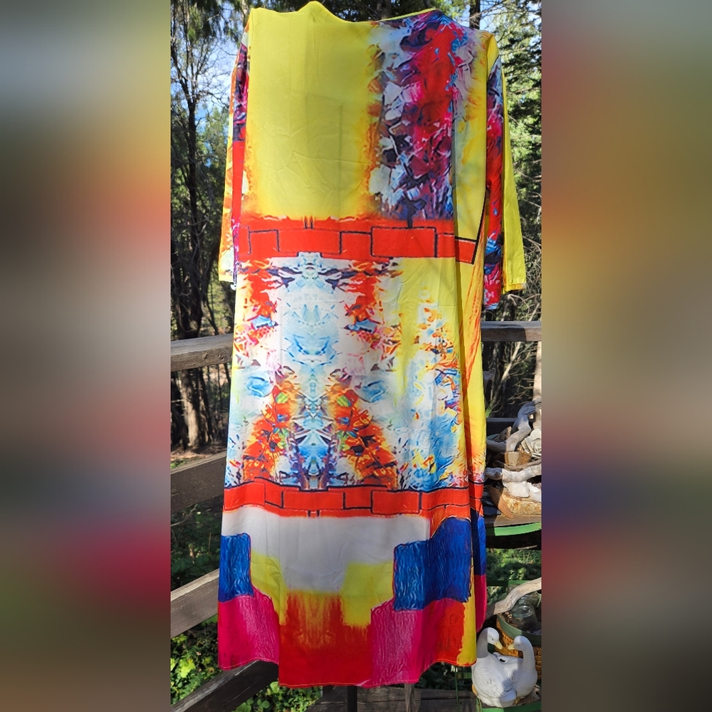 Dai  yuan li Vibrant Multicolor Abstract Dress szXXL NWT - Picture 8 of 8